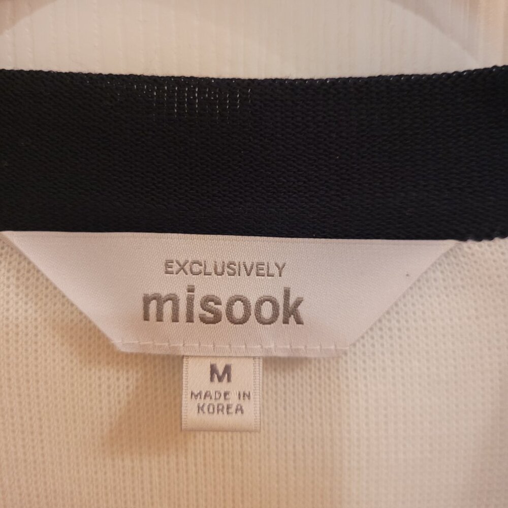 Misook Exclusively Women's Blue and White Stripe Navy Trim Cardigan Medium - Picture 2 of 13